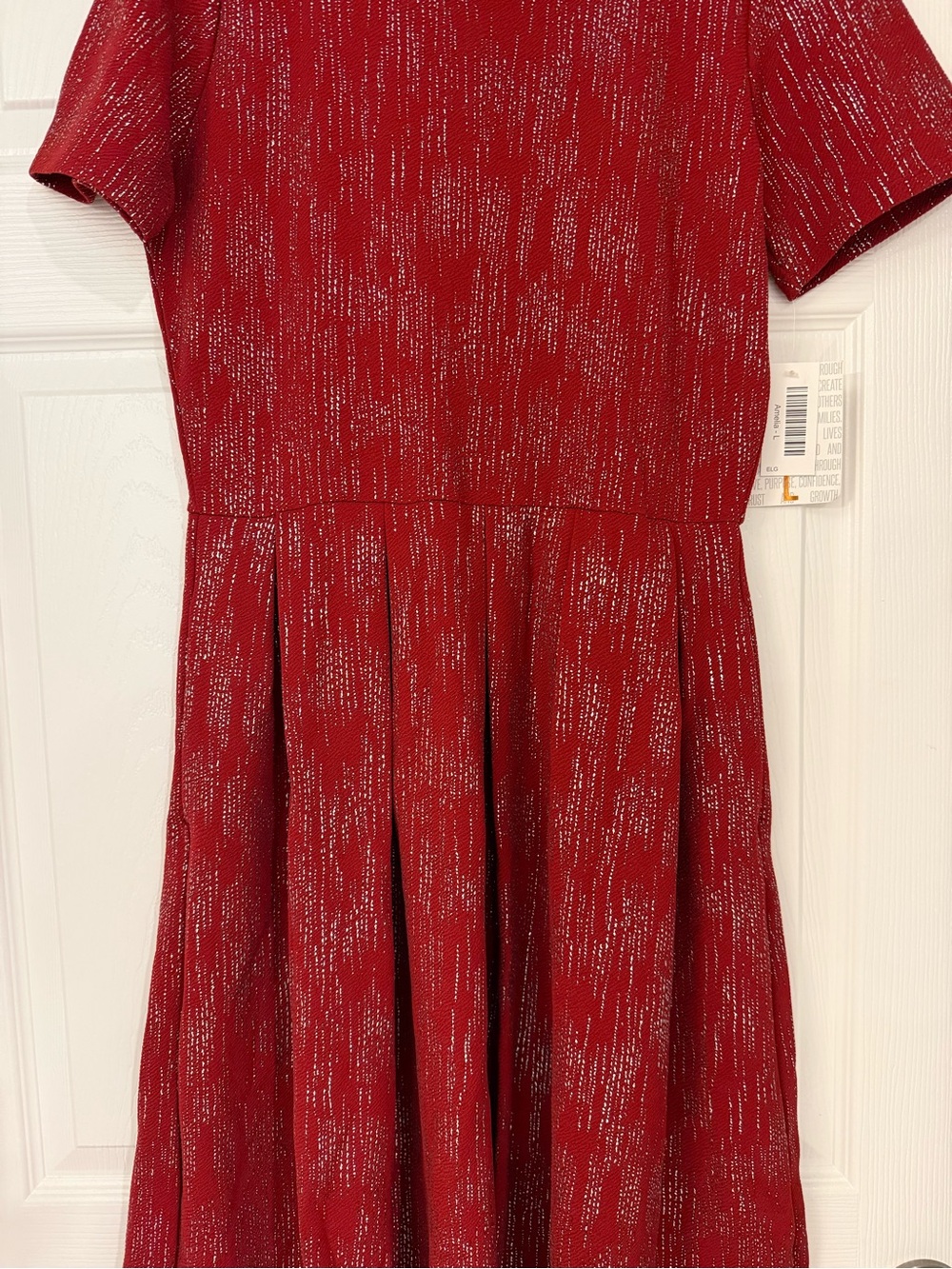 LuLaRoe Amelia Elegant Red Dress with Silver Sparkle